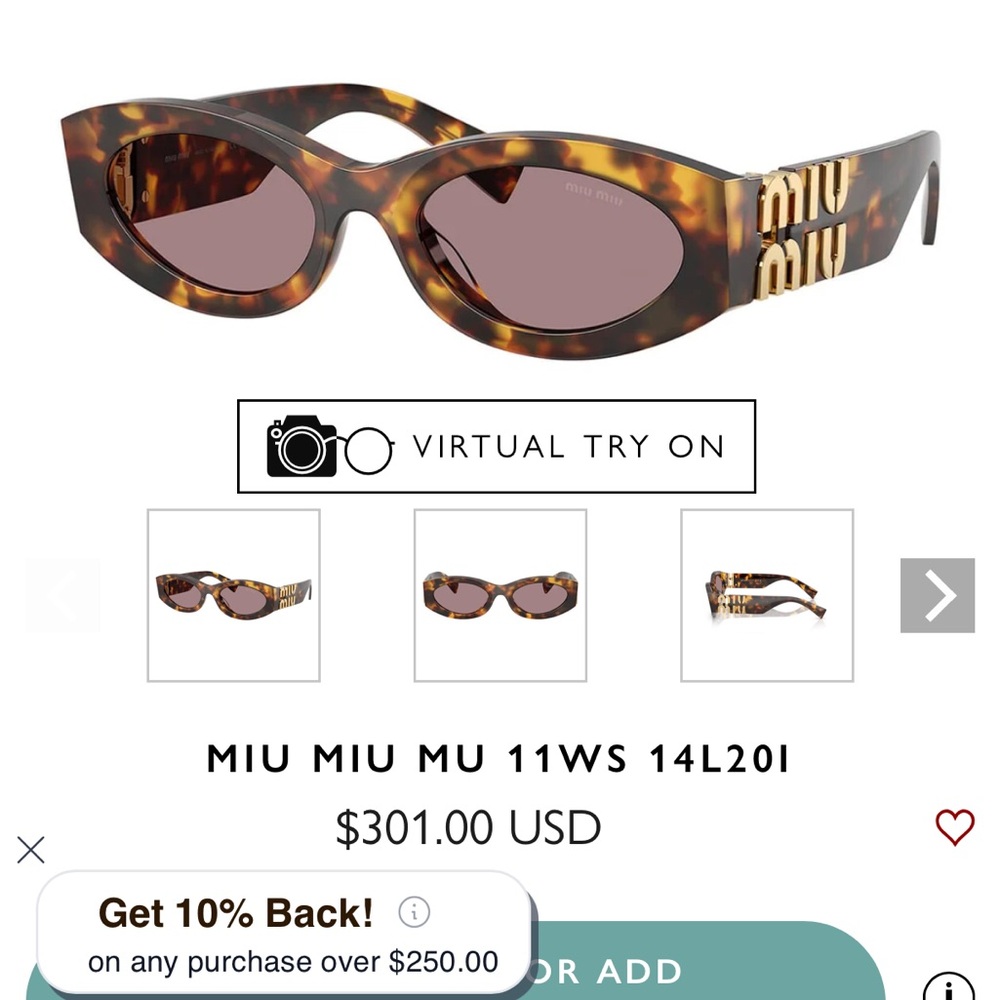 Miu Miu Women's Tortoise Shell Sunglasses